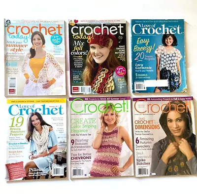 $19.95 • Buy Lot 6 Crochet Magazines Crochet Today Love Crochet Summer Style Shawls Sweaters