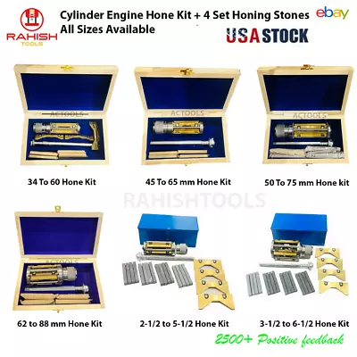 New Cylinder Engine Hone Kit + 4 Set Honing Stones All Sizes Available USA • $161.49