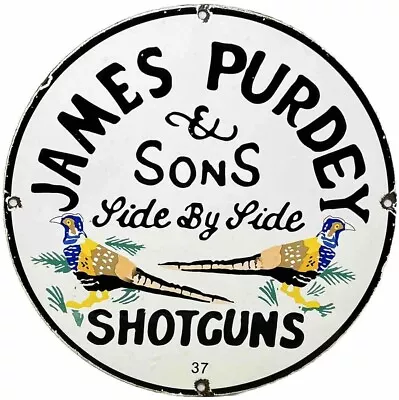 Vintage James Purdey & Sons Shotguns Porcelain Sign Winchester Trap Gas Oil • £110.58
