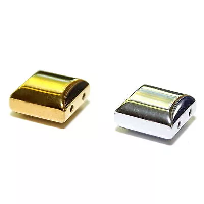 Magnetic Silver & Gold Square Jewelry Beads 2 Hole Spacer Bead 10mm 20 Pcs  H17 • $11.99