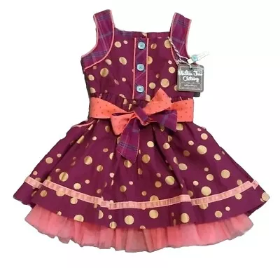 New Matilda Jane Girls Sundress Size 2 Knotted Tiered  Multicolor Plum  • $20.99