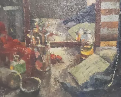 Vintage Painting Oil On Board  Impressionist Still Life Unsigned • $39.99