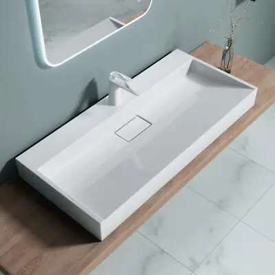 Bathroom Wash Basin Sink Vanity Stone Wall Hung Countertop & Waste Trap 1000mm • £134.20