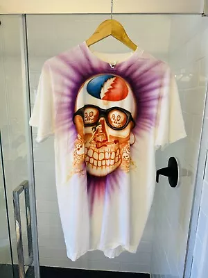 Vintage Grateful Dead T Shirt Xl Skulls 1 Of 1 White Fotl Airbrushed Badgood 86 • $499