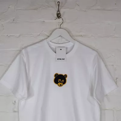 Retro Dropout Bear Embroidered White Tee T-shirt By Actual Fact • £19.99