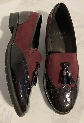 £17.25 • Buy Jana Shoes Uk 3.5 Women’s Black Patent & Burgundy Loafers Brogues Flats Tassels