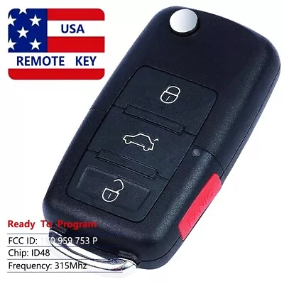 Fits Volkswagen Golf GTI Eos Jetta 2006-2011 ID48 Remote Key Fob 1K0 959 753 P • $14.50