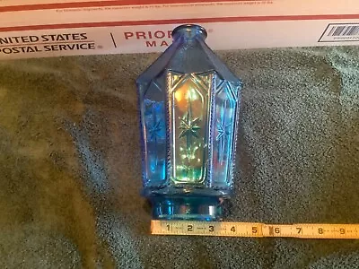 Vintage Glass Fairy Lamp Light Candle Holder Blue • $30