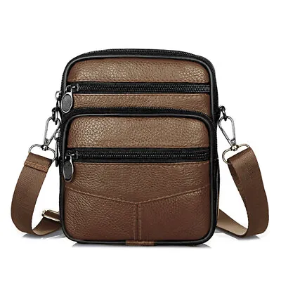 Mens Leather Cross Body Messenger Bag Travel Business Shoulder Bags Handbag UK • £11.57