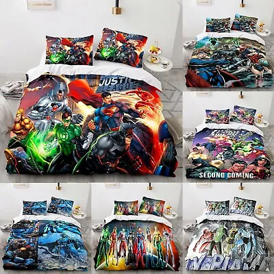 Justice League 3PCS Bedding Set Comforter/Duvet/Quilt Cover Pillowcase Fans Gift • $79.79