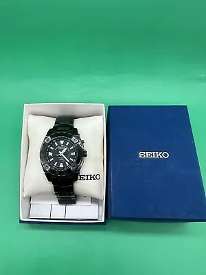 Seiko Mens 5M65-0AB0 Kinetic Divers Watch Black Stainless PVD/Date GMT Perfect • $404.99