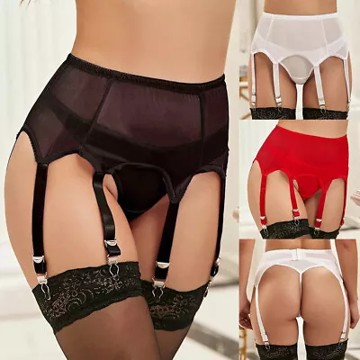 Women Sexy Lingerie High Waist Lace Suspender Belt Garter 6 Straps Sheer Clasp  • $11.89