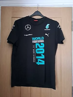 F1 Mercedes Petronas World Champions 2014 Black T-Shirt Size Large By Puma • £9.99