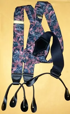 Vintage Men’s Suspenders Braces! Blue & Mauve Design! Classy & Sophisticated! • $18.95