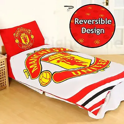 Manchester United 'Pulse' Single Duvet Cover Bedding Set Reversible Quilt Cover • £27.99