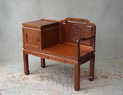 £250 • Buy Hall Chair Table Telephone Seat Oriental Heavy Carved Wood Solid Heavy