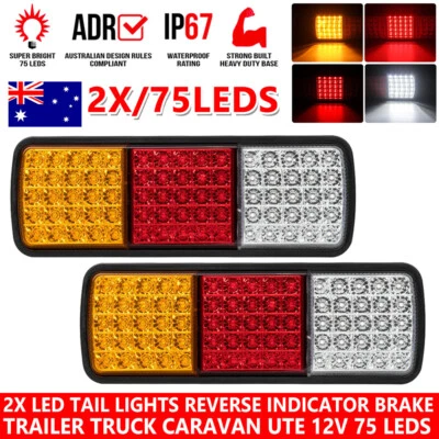 $28.99 • Buy 2X Waterproof 75-LED Tail Lights DC 12V Brake Reverse Trailer Truck UTE Caravan