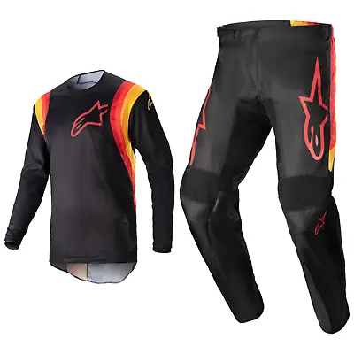 New Alpinestars Fluid Corsa Black Motorcycle Gear Jersey Pants Kit Motorcycle MX • $75.85