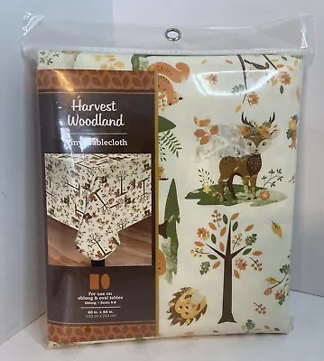 Harvest Woodland Creatures Oblong Vinyl Tablecloth 60  X 84  Fall Deer + New • $19.95