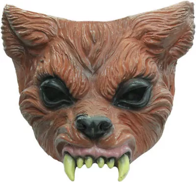 $4.99 • Buy Brown Wolf Latex Half Face Mask Halloween Men Women Costume Werewolf Fox