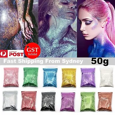 $3.99 • Buy 50g Fine Glitter Dust Powder Holographic Iridescent Metallic Body Nail Art Craft