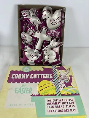 Vintage Easter Cookie Cutters By Cooky Cutters Made Of Metal Set 6 Original Box • $12