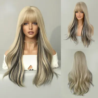 Curly Synthetic Wigs Blonde Hair Wigs Middle Part Cosplay Lolita Heat Resistant • £47.89