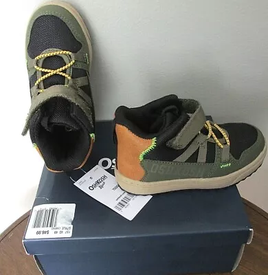 New Baby Toddler Boys Oshkosh Camino Hiking Boots Sz 5 6 7 8 9 Black Olive $47 • $27.99