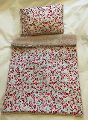 Dolls Quilt Blanket & Pillow Cot/pram Bedding Set Ditsy Floral Fleece Backed New • £8.50