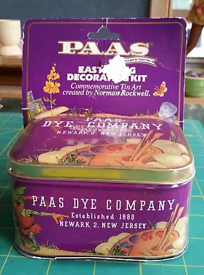 Vintage RABBIT & ELF Purple Tin PAAS Easter Egg Dye Kit 1991 Rockwell NEW Sealed • $14