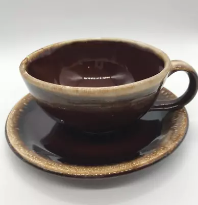 Vintage McCoy Brown Drip Pottery Soup Bowl With Loop Handle And Plate • $24.99