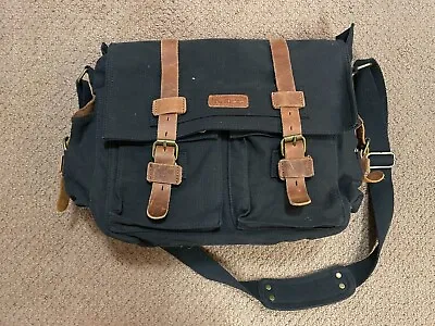 Kattee Leather Canvas Camera Bag Vintage DSLR SLR Messenger Shoulder Bag Khaki • $30