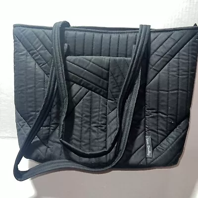 Vera Bradley Small Vera Tote Bag Black Cotton NWOT • $40