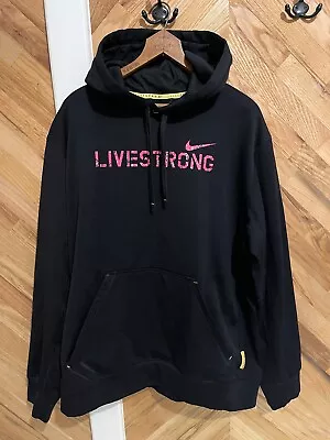 Nike Livestrong Hoodie Mens XL Black Pink Therma Fit Pullover Fleece Adult • $25