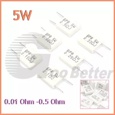 5W Non Inductive Ceramic Cement Resistors ±5% 0.01 Ohm -0.5 Ohm Values Available • £2.39