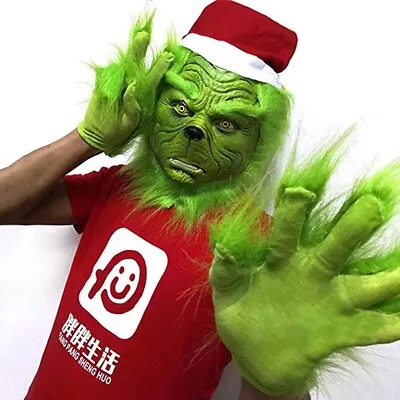 Adults The Grinch Mask Xmas Party Cosplay Christmas Santa Fancy Dress Outfits AU • $31.99