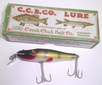 Vintage Creek Chub Wood Baby Pikie Minnow & Box #901 Natural Perch MINT • $15.50