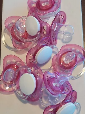 10 Pacifiers Binkies Lot 0-6 Months Pink And White Glitter Pacifier Binky • $5