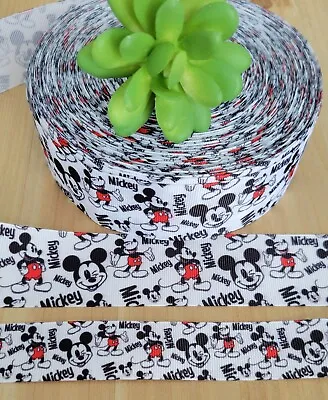 7/8 1 1.5  (1 YD) Mickey Mouse Grosgrain Ribbon Disney Hair Bow Red Pants • $1.35