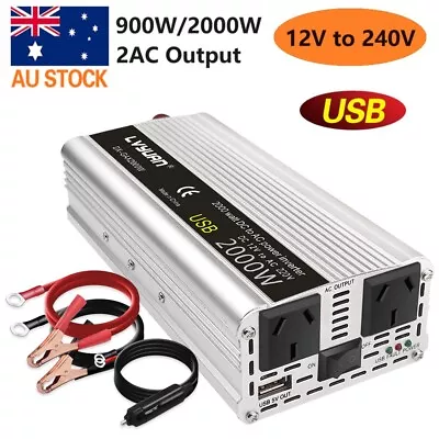 Auto Power Inverter 900W 2000W 12V DC To 240V AC Converter USB 2AC Camping Trip • $59.99