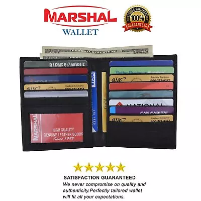 Men's Genuine Leather Bifold Wallet Slim Hipster Cowhide Credit Card And ID New • $16.99