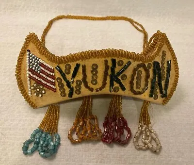 Mohawk/Iroquois Tribe Beaded Cloth Canoe Souvenir W American Flag/ Yukon  • $99.98