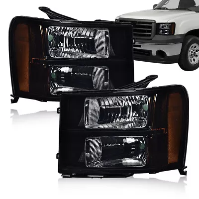 Fit For 2007-2014 GMC Sierra 1500 2500 3500 Smoked/Black Headlight Head Lamps  • $80.25