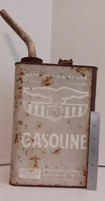 Vintage Metal Gas Gasoline Can With Rubber Spout - Eagle Manufacturing Co. • $22.99