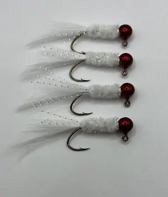 Hand Tied Feather Tail Crappie Jigs Redhead Ghost Minnow 1/16th Ounce New • $6.50