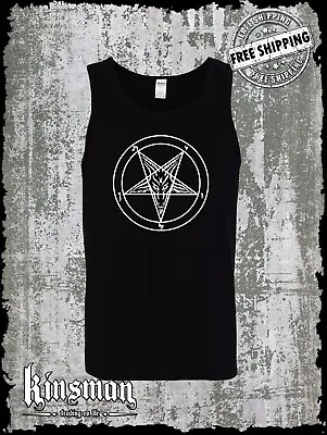 Baphomet Pentagram Tank Top T-Shirt / Satanic Church Evil Metal Occult • $17.95