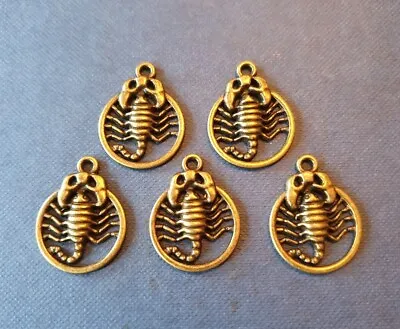 5 Scorpion Pendant Charms In Bronze Zodiac Symbol Scorpio • £3.25