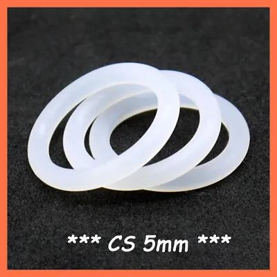 Food Grade O-Ring 5mm Cross Section Clear Silicone Rubber O Rings Various Size • $2.04