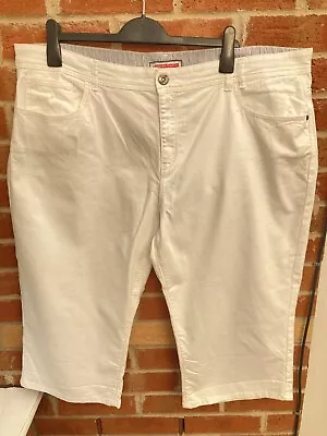 Ladies Next Size 24 White Cropped Jeans Stretchy Holiday Excellent S7 • £14.99