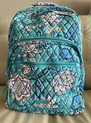 NWT Vera Bradley Essential Large Backpack In Cotton Peacock Garden R$159 • $69.99